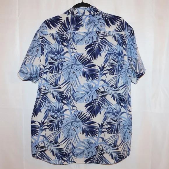 Cotton & Co. Blue Tropical Botanical & Palm Leaf Button Up Shirt. XL. NWOT. - Picture 11 of 13